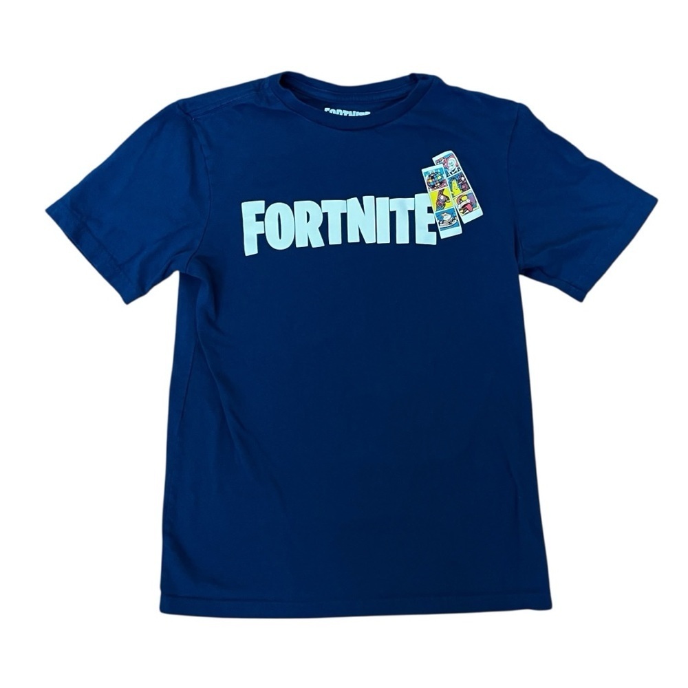 FORTNITE Navy Blue Youth XL 14/16 100% Cotton Short Sleeve Shirt